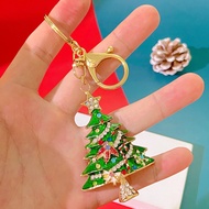 European and American Style Inlaid Diamond Oil Drop Christmas Tree Keychain Snowman Reindeer Pendant