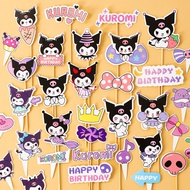 Cake Decoration Card Insert Black Pink Girl Birthday Dessert Table Decoration Card Insert