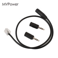 RJ9 to 3.5mm 2.5mm Jack Cable Adapter For Telephone Headset Earphone Black