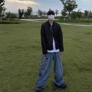 Our Legacy Jacket Lightweight Breathable Silk Pleated Short Black Sunscreen Zipper Cardigan Casual J