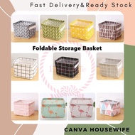 【Foldable Storage Basket】Foldable Square Storage Box Organizing Basket Cotton Linen Durable Storage 