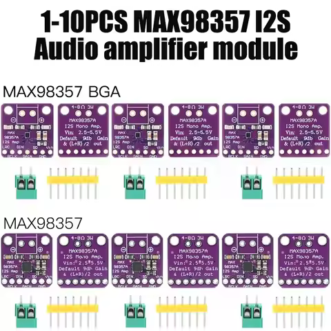 1-10PCS MAX98357 I2S 3W Class D Amplifier Breakout Interface DAC Decoder Module Filterless Audio Boa