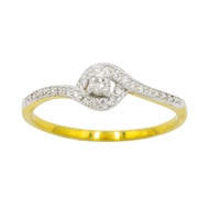 Happy Jewelry แหวนเพชรของแท้ แหวนเม็ดกลาง 5 ตัง ทองแท้ 9k 37.5% ME734