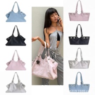 Korean Niche Hieta Tote Bag Millennium Retro Hot Girl Rivets Denim Portable Large-Capacity Shoulder 