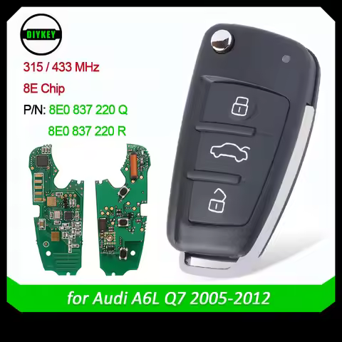 DIYKEY Smart Remote Key 3 Buttons 315MHz/433MHz ID48 / 8E Chip for Audi A6L Q7 2005-2012 8E0 837 220