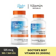 Vitamin D3 5000 IU (125 mcg/180-360 Tablets) by Doctor's Best D D3
