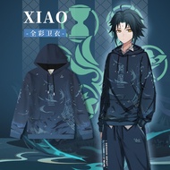 clu Genshin Impact Hoodie Pullover Long Sleeve Tops Hooded Xiao Zhongli Kazuha Ganyu Casual Loose Pl