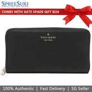 Kate Spade Wallet In Gift Box Long Wallet Large Continental Wallet Pebbled Leather Black # WLR00392