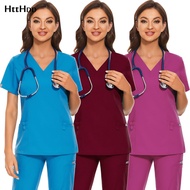Medical Uniform nursing Clothes Women Scrubs Tops Short Sleeve Bank Hotel Working Uniform Blouse Nur