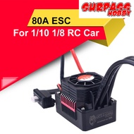SURPASSHOBBY Waterproof Electric Speed Controller 80A ESC for 1/10 1/8 RC Car 3670 Brushless Motor S