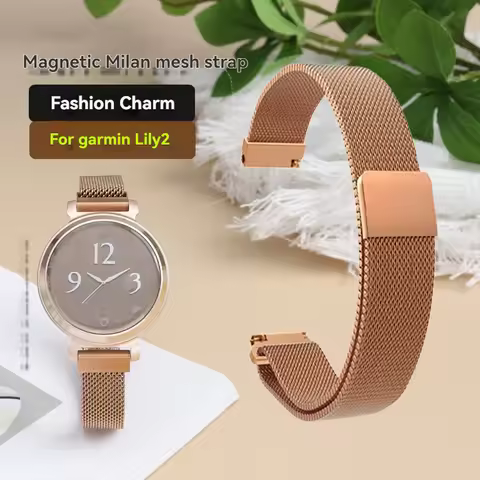For Garmin Lily 2 Active Smart Watch Strap Women's Lily2 Woven Milan Mesh Wristband Magnetic Buckle 