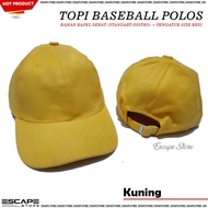 Topi Baseball Polos / Topi Distro / Topi Pria Wanita - Kuning