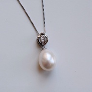 Pearl Pendant Necklace Drop Shape Natural Freshwater Pearl Pendant Silver Necklace For Women