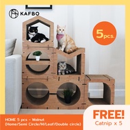 KAFBO Cat Scratching Furniture HOME 5 pcs Set – Walnut ที่ลับเล็บแมว ที่ข่วนเล็บแมว ที่นอนแมว บ้านแม