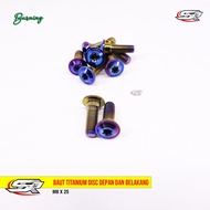 Titanium DISC Bolt Front And Rear BIG HEAD M8 X 25 GR5 BURNING