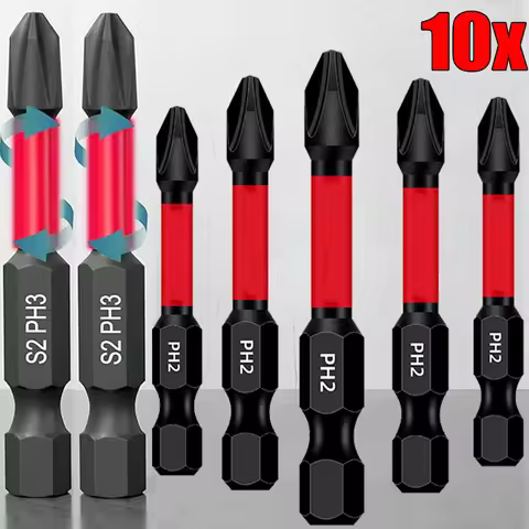 Magnetic Screwdriver Drill Bits S2 Steel Hex Shank Impact Driver Screw Bits Cross Non-Slip Electric 