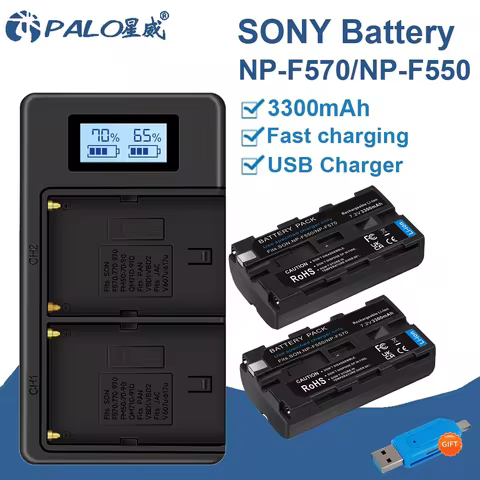 NP-F550 NP F550 NP-F570 NP F570 Battery + LCD Dual Charger for Sony NP-F330 NP-F530 NP-F570 NP-F730 