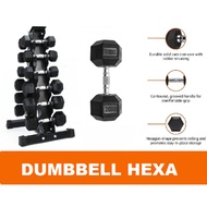 Hexa Hexagon Rubber Dumbell Hexagonal Dumbell 1 KG -9 KG - GTK (PAIR)