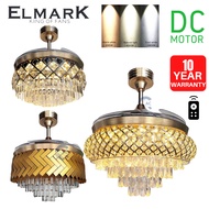 ELMARK Chandelier Ceiling Fan | Crystal Fan 42" 3 Colour LED Light 6 Speed C/W Remote Control Invisi