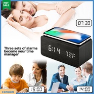 canaan|  Wireless Charging Digital Alarm Clock Led Display Alarm Clock with Snooze Function Wireless Rechargeable Led Digital Alarm Clock with Adjustable Volume and Snooze