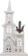 Gadpiparty Adornment Collectible Center Glowing Gift Miniature Led Decorative Cottage Craft Wood Pine Tabletop Ornament Tree Decor House Building Church Christmas House: Layout Berry for