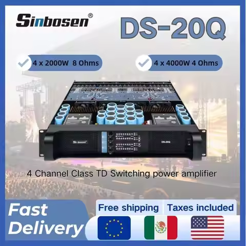 Sinbosen Professional Audio 5000W Power Amplifier 4 Channel TD Class DS-20Q For Speakers Subwoofers