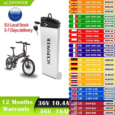 For Llobe City ll Valk volt Hiper Engine bf214 Folding Electric Bike Battery 36V 10.4Ah 12.5Ah 17.5A
