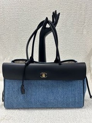 Chanel 26a medium shopping bag demin blue black 法棍袋中號 牛仔布拼黑色皮 購物袋 單肩包 手袋 east west tote bag