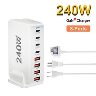 Uhomebuy 240W USB-C 8-Port PD GaN Charger PD3.0 QC3.0 Fast Charging for MacBook Pro/Air iPad iPhone 