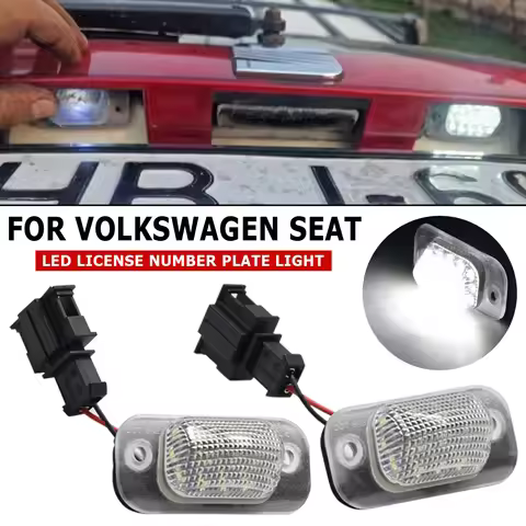 2Pcs Car LED License Number Plate Light Lamps For Seat Ibiza Cordoba Vario 6K VW Golf 3 Hatchback Ca