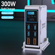 300W GaN Charger PPS PD 100W USB Type C 6-Port Digital Display Desktop Fast Charging Station for Mob