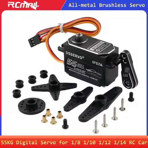 Dsservo BLS4355 55KG Low-profile All-metal Brushless Digital Servo 180 270 Degree RC Servo for 1/8 1