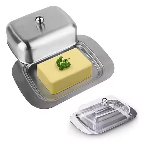 Butter Dish, Stainless Steel Butter Dish with Lid - Solid Cheese/Butter Container - Butter Cheese Ki