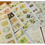 Stamp Journal Sticker Retro Design Diary Album Letter Antiquity Decoration Material 文具怀旧复古草本标语装饰纸质标签