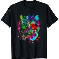 Hippie Cat Tie Dye Peace Sign 60s Psychedelic-Pet Cat Lovers Adult T-Shirt