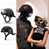 Motorcycle Helmet Retro Leather Half Helmet Helmet Open Type Scoop Helmet Motorcycle Prince Helmet M