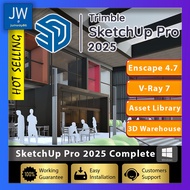 SketchUp Pro 2025 + Enscape 4.7 + V-ray 7 (x64 Updated May 2025) Complete with Installation Tutorial