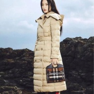 BURBERRY英國蜜色連帽鵝絨風衣大衣XS