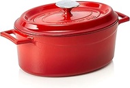 Lava 121LV-O-TC-27-K2-RD Trendy Cast Iron Oval Casserole, 3.9L, Red