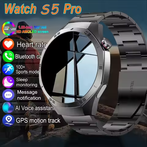 Original New S5 Smartwatch Men 360*360 HD AMOLED Screen GPS Motion Track Heart Rate Bluetooth Call I