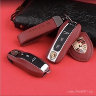SG Bordeaux Red Leather Porsche Key Shell Cayenne macan911Panamera718/taycan Car Spoon CoverHT99 MV6