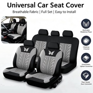 5PCS Universal Car Seat Cover Butterfly Embroidery Breathable Fabric For Sedan SUV MPV