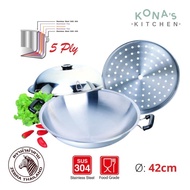 Zebra 5 Ply Wok 42 Cm With Steaming 176202 Wajan Multifungsi