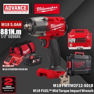 MILWAUKEE M18 FMTIW2F12 | FMTIW2F12-501B M18 Fuel 1/2" Mid Torque Impact Wrench 881NM