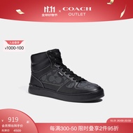 蔻驰（COACH）【博主同款】奥莱男士男鞋经典标志CLIP COURT高帮运动鞋 黑色 40.5