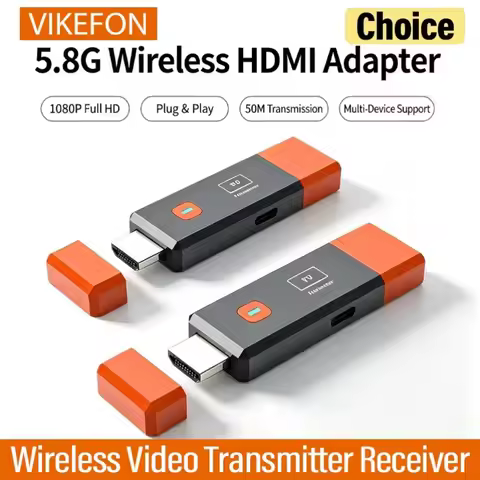VIKEFON 5.8G Wireless HDMI Transmitter Receiver 8TX to 1RX 1080P Plug and Play for Office Conference