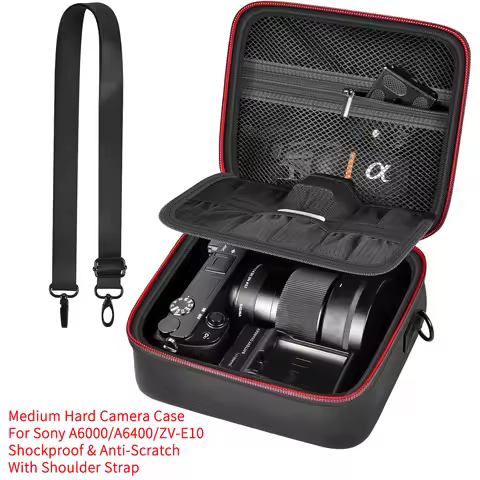 Hard Camera Case for Sony ZV-E10 A6400 A6000 A6100 A6600 A6500 (Medium,Kit Lens Only),Protective Bag