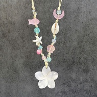 Ocean porcelain flower necklace - handmade beach necklace