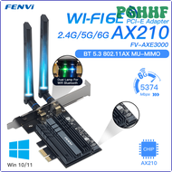 PGHHF Fenvi 5374Mbps WiFi 6E Intel AX210 PCIe อะแดปเตอร์ WiFi ไร้สาย2.4G/5G/6Ghz 802.11AX สำหรับบลูท