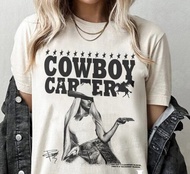 Beyonce Cowboy Carter Tour 2025 album short sleeve black color shirt retro casual cotton summer stre